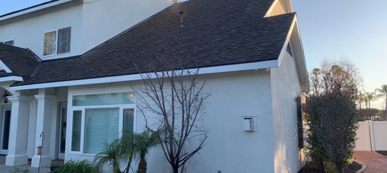 A finished view of a roofing installation on a home in Carlsbad.