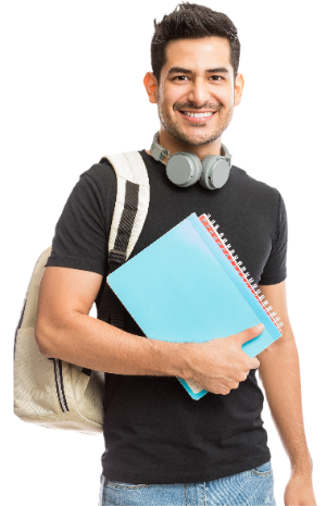 Guy with notebook and backpack
